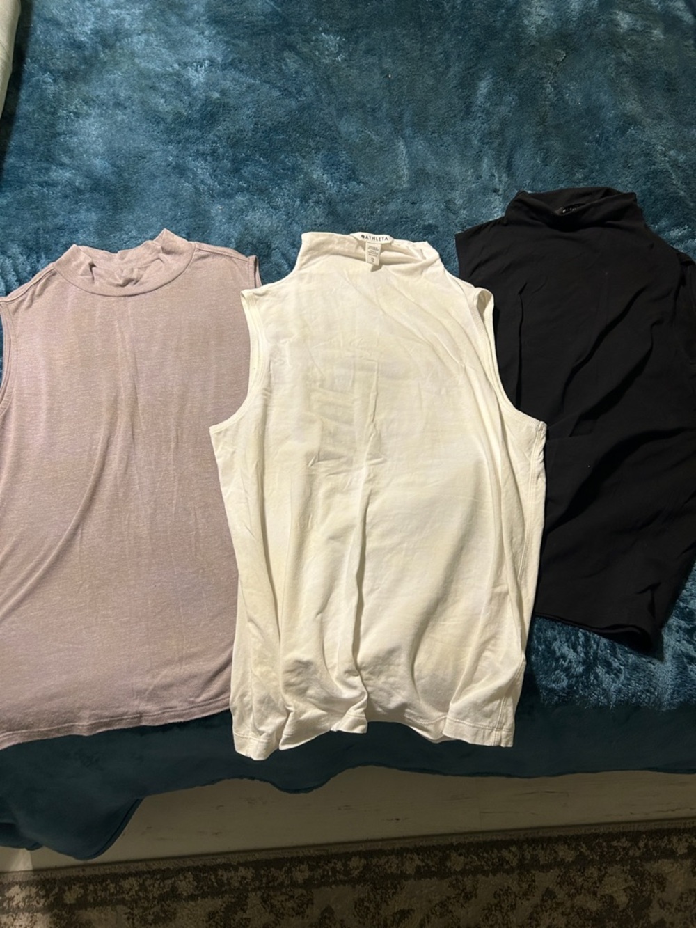 Athleta White Mock Neck Sleeveless Tank Tops set of 3 XS